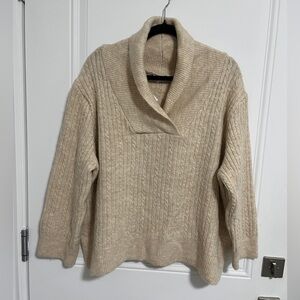 Zara Women’s Cropped Ribbed Knit Shawl Collar Sweater - Size M